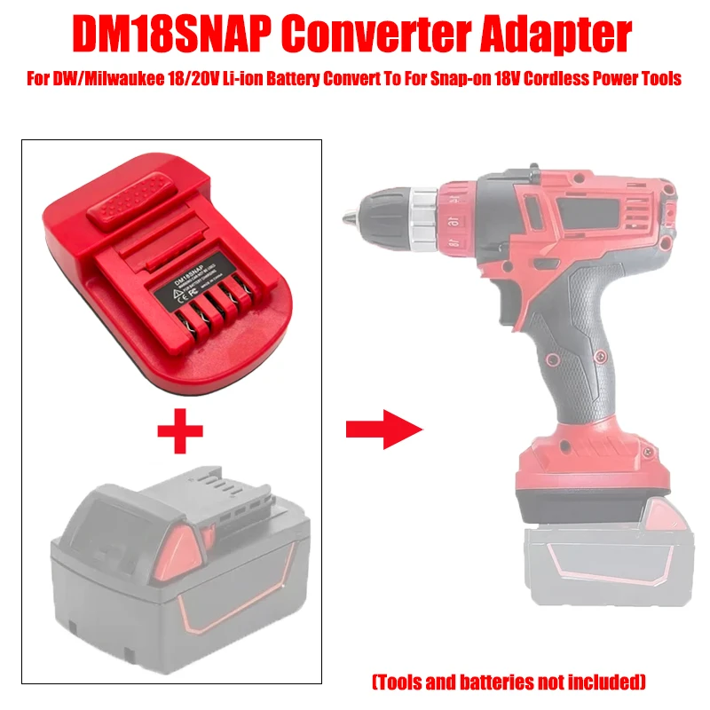 

Адаптер-конвертер JOEYNUS DM18SNAP для аккумуляторов DW/Milwaukee 18/20В, преобразующий их в 18В для электроинструментов с креплением Snap-on