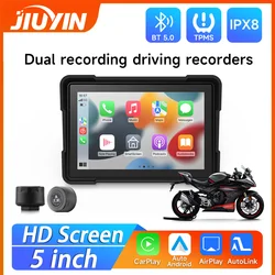 5/7“Motorcycle GPS Navigation Recorder Wireless CarPlay Android Auto Multimedia Player IP67 Waterproof Screen Bluetooth 2024 New