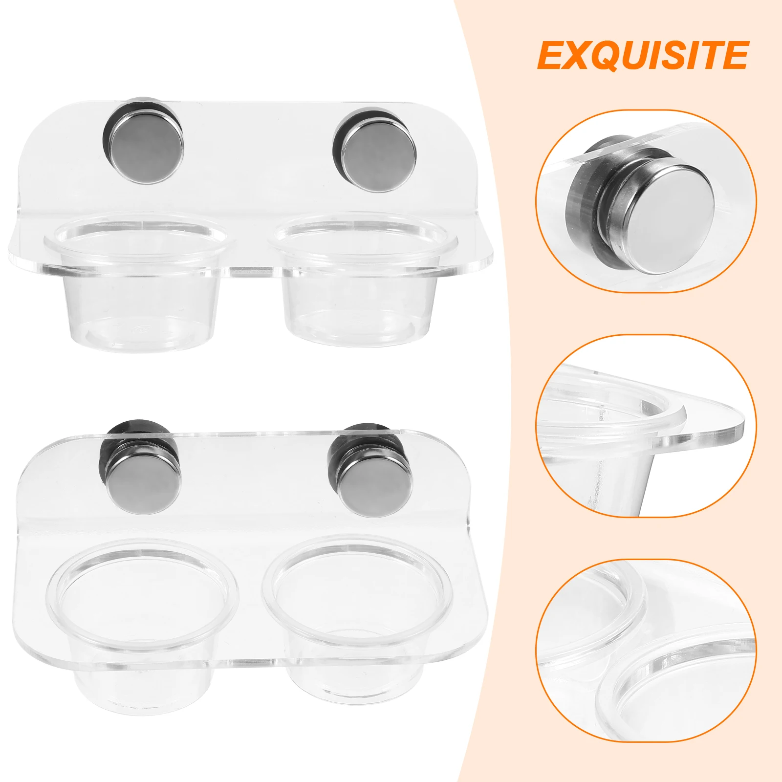 

1 set Magnetic Reptile Feeder Feeding Ledge Thick Transparent Smooth Drinking Container Food Bowl for Lizards