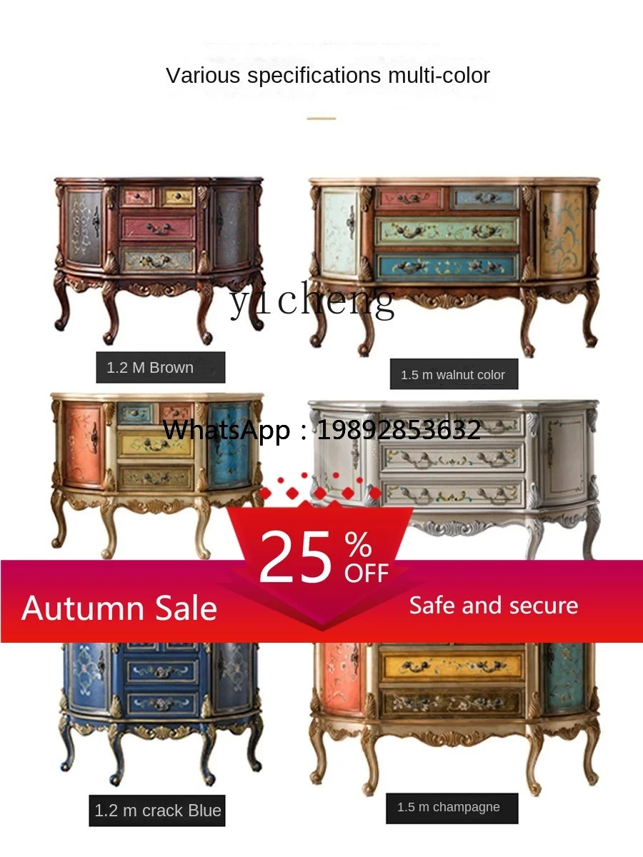 

Solid Wood Entrance Cabinet Painted Living Room Aisle Locker Decorative Hallway Semicircle Table