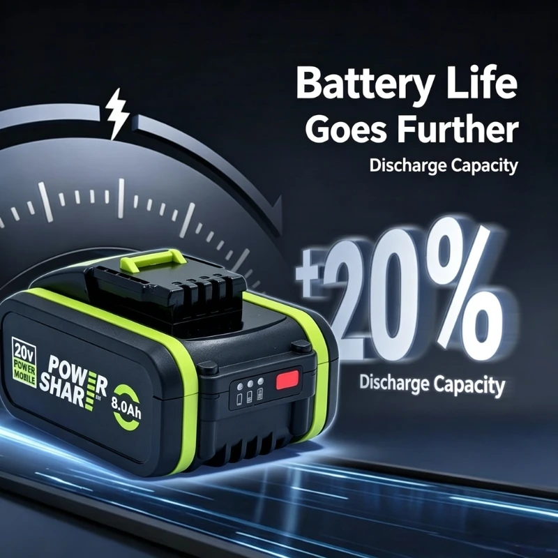 For WORX Tool - 20V 3.0Ah~8.0Ah Lithium Battery 4-pin WA3553 WA3551 WA3572 WX390, Rechargeable 20V 3000mAh Lithium Battery