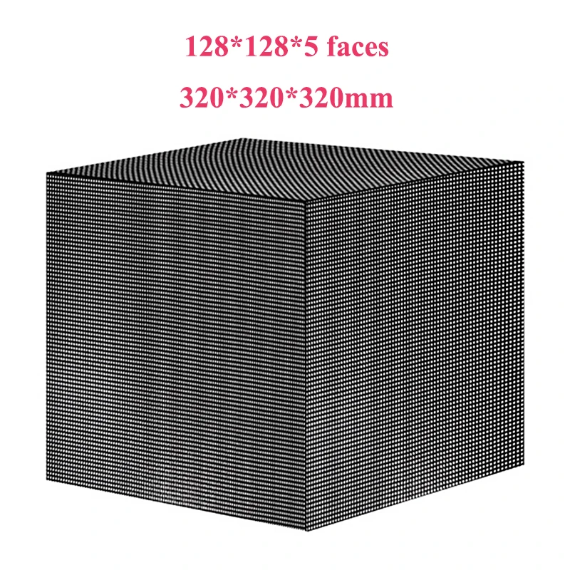 Indoor P2.5 spacing Five sided hanging LED Store Magic Cube Scre pixel 128* 128*5 faces 320*320*320mm for Adverting Display