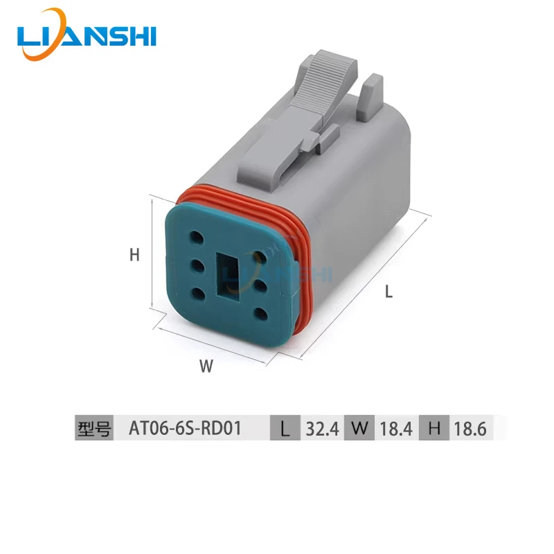 6 Pin AT06-6S-RD01 Waterproof Automotive Plug Connector Sheath with Terminal For Universal Car Engine Wiring Harness