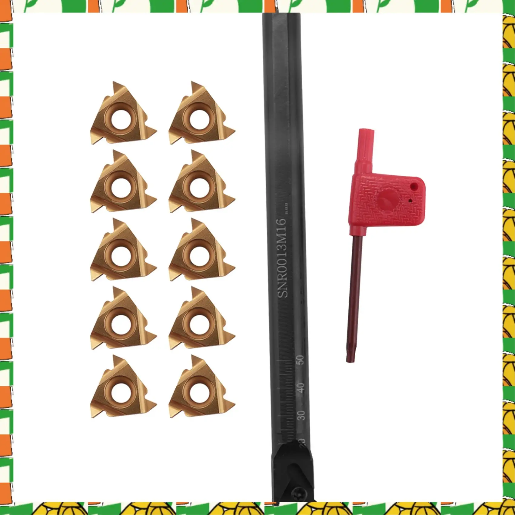 

Professional Tool 1/2 Inch Lathe Threading Boring Bar With 10Pcs 16IR AG60 Internal Threading Carbide Turning Inserts And T15 Wr