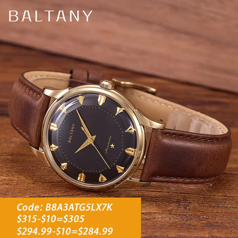 

Baltany S4090 Classic Pie-Pan 38.5mm Dial Watch 9039 Automation Strap Waterproof dog-leg Lugs Business Mechanical Watches For Me