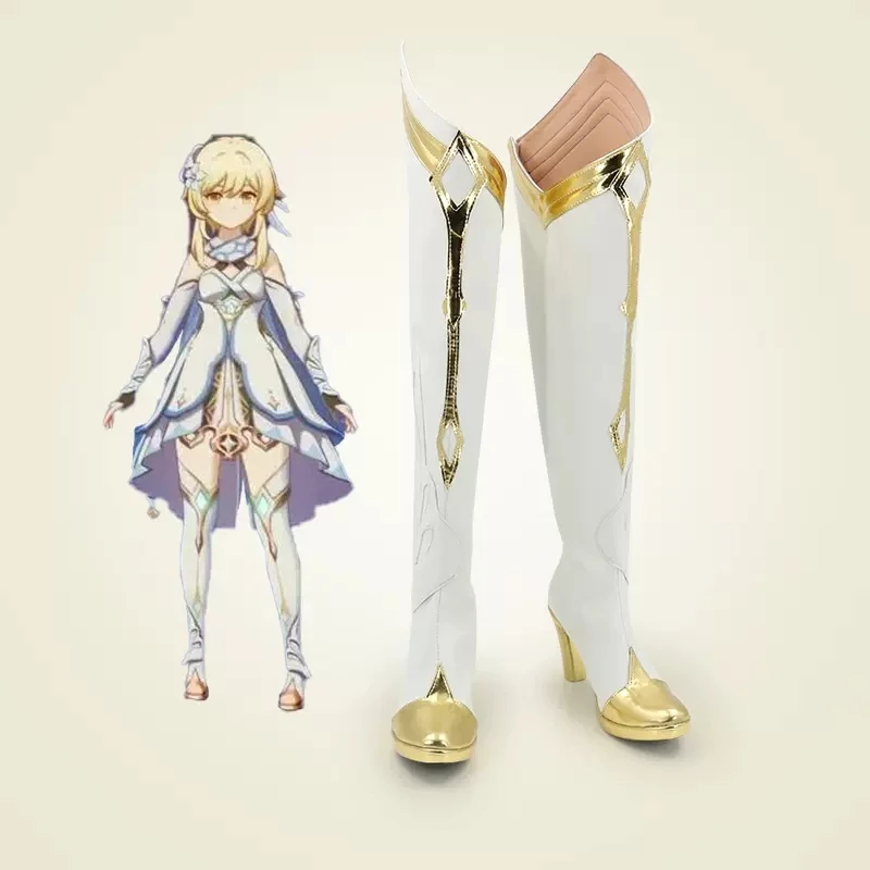 

Cos Genshin Impact Anime Games Traveler Lumine Cosplay Anime Shoes Customizable High Boots