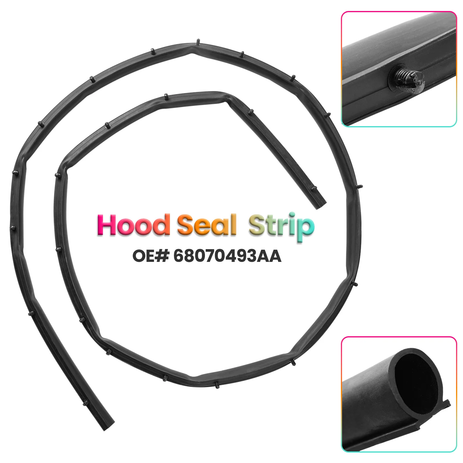 Car Hood Bonnet Seal Strip Fascia Bumper Front Rubber Material For Jeep Grand Cherokee 2011 - 2020 Dodge Durango OE# 68070493AA