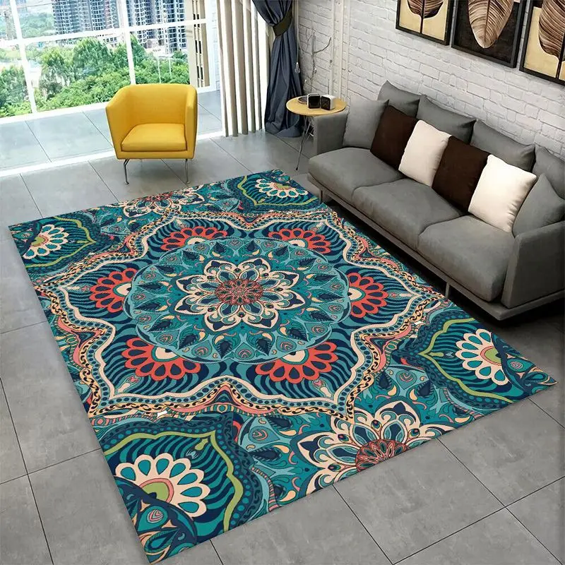 Bohemia Mandala Datura Yoga Flower Large Area Rug Non-slip Carpet for Bedroom Living Room Sofa Doormat Home Decor Floor Mat