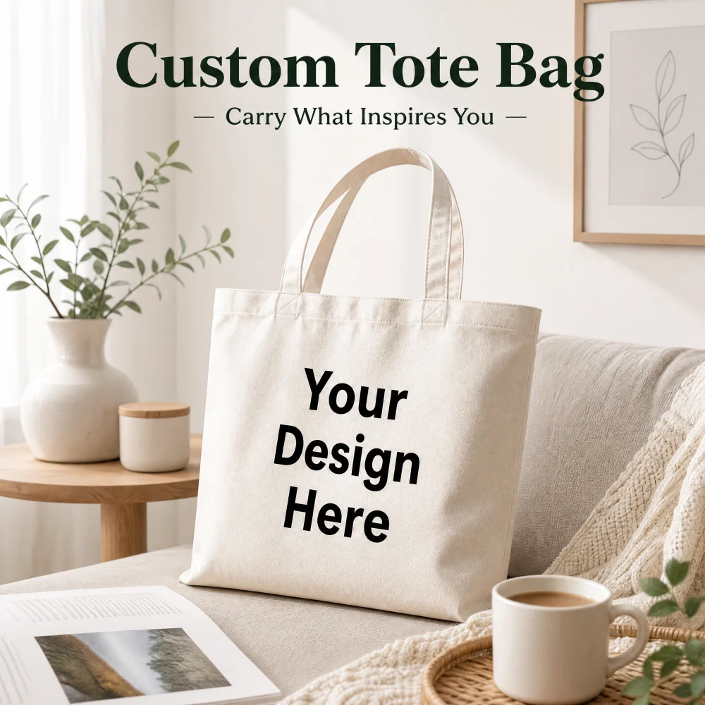 Personalized Custom Photo Canvas Tote Bag, Double Sided Print Large Shoulder Shopping Bag Casual Grocery Handbag for Women