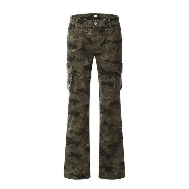 ANJY otoño nuevas mujeres pantalones vaqueros Cargo tridimensionales múltiples bolsillos camuflaje adelgazamiento estilo Safari pantalones vaqueros de calle alta A10162
