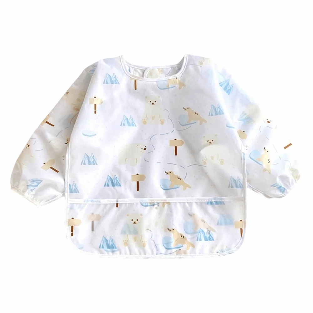 

Cute Cartoon Baby Bibs Soft Material Waterproof Fabric Waterproof Bib Long Sleeve Colorful Design Self Feeding Apron