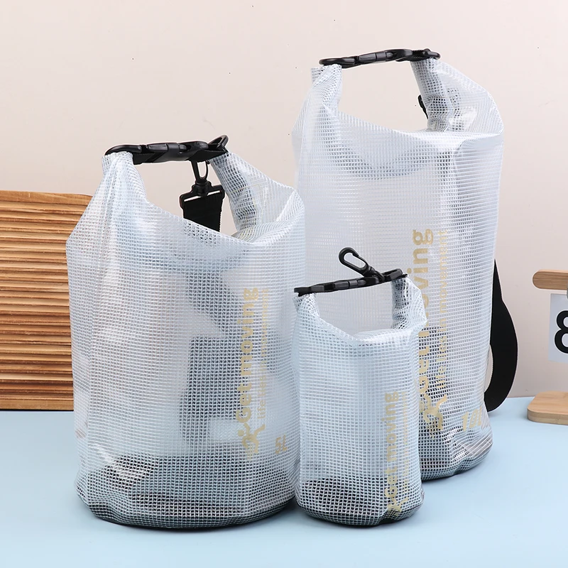 2L/5L/10L PVC Waterproof Dry Bag Pack Mesh Bag Portable Outdoor Sport Swimming Storage Bag Pack Rafting Kayaking Camping