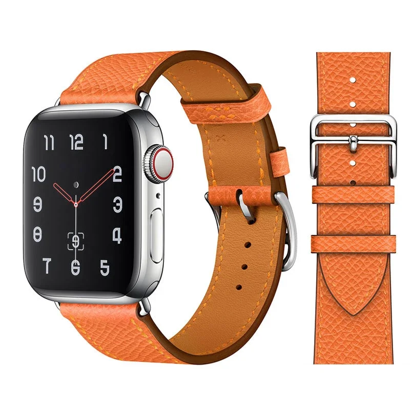 Pulseira de couro genuíno para Apple Watch Band, pulseira para homens e mulheres, cinto para iWatch Ultra 10, 9, 8, 7, 6, 5, 4, SE, 49mm, 45mm, 41