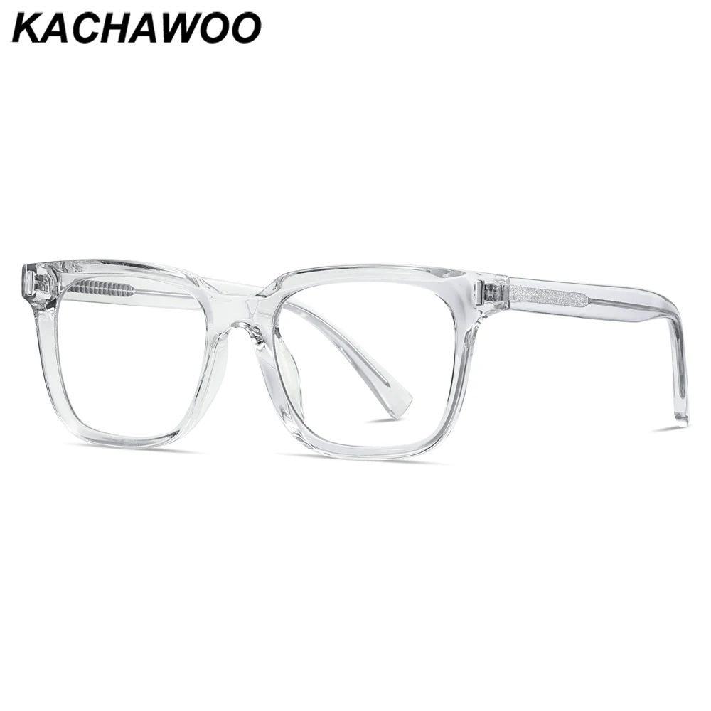 Kachawoo anti blue light glasses TR90 acetate men square glasses frame for women trend Koren style unisex transparent grey