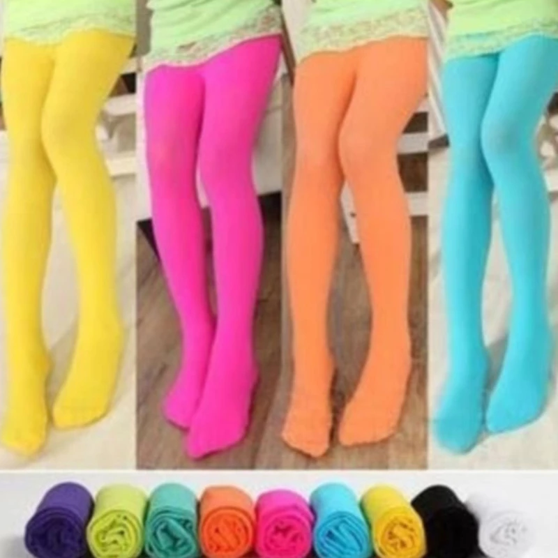 4-12-year-old Kids Candy Color Velvet Pantyhose Soft Ballet Dance Tights Spring Autumn Children Footed Stockings
