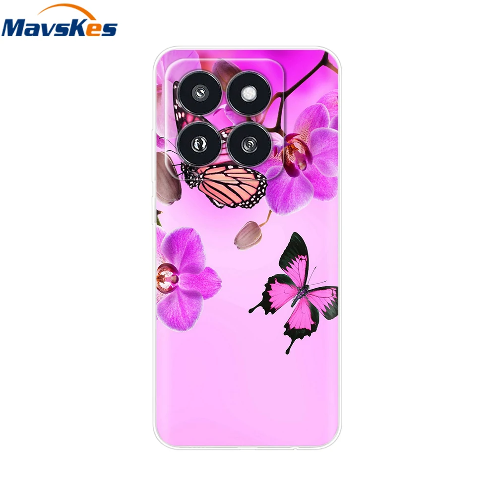 For Xiaomi 14 Case Soft Clear TPU Cat Flowers Painted Silicon Phone Case For Xiaomi Mi14 Mi 14 Xiaomi14 Pro 5G Back Cover Hoesje