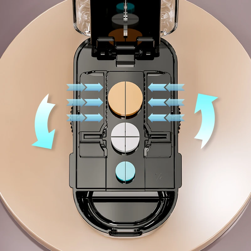 Pemotong Pil Terbaru dengan Sikat & Pisau Pengganti Kotak Pemisah Tablet Obat 2 Dalam 1 Portabel Presisi Dispenser Pil Perawatan Kesehatan