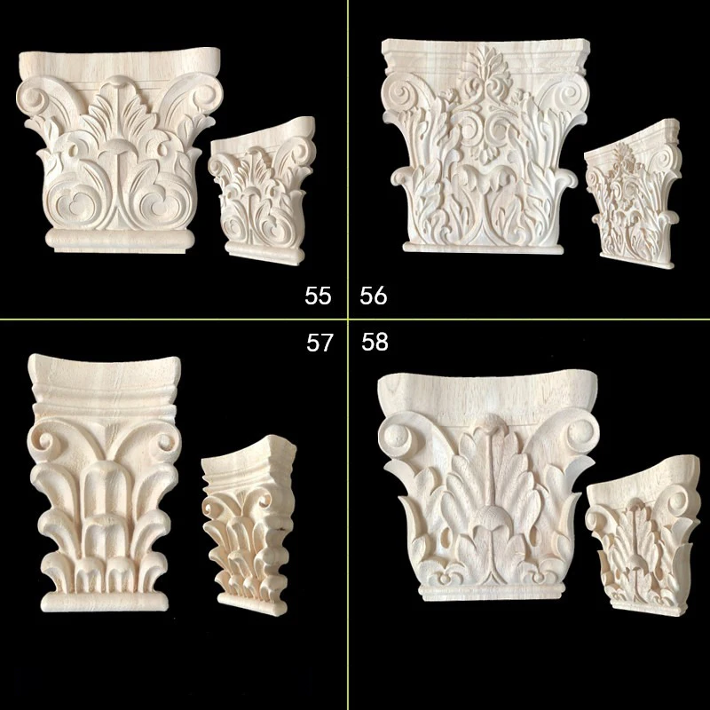 

European Style Decoration Beam Toro Maas Head Unpainted Wood Carved Onlay Applique Frame For Decorative Figurines