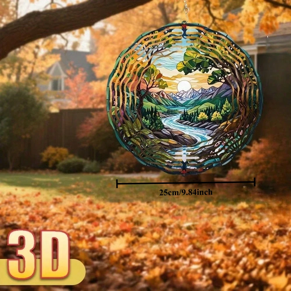 CIFbuy Iron Wind Chime 3D Metal 360 Degree Rotating Suncatcher Waterproof Anti Fade Hanging Ornament Outdoor Patio Yard Decor