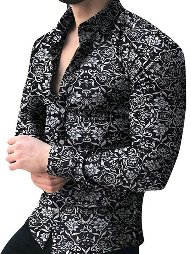 Camisa de manga larga con solapa suelta informal para hombre, camisa formal para fiesta en la playa, a la moda y cómoda