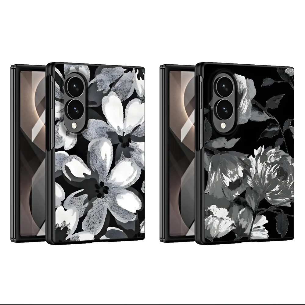 Black Flower Art Phone Shell Case for Samsung Galaxy Z Fold8 Wide ZFold8 Ultra Z Fold 8