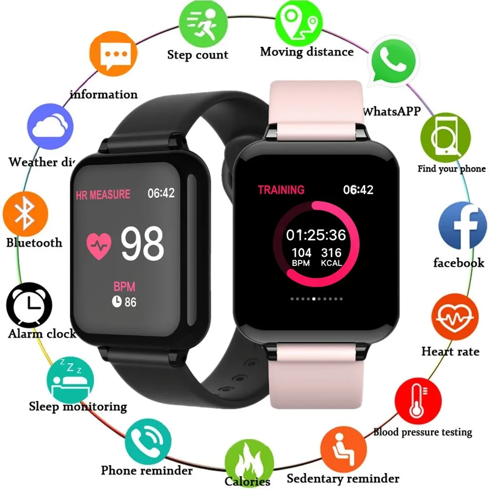 

Smart Watch Men Women Bluetooth Heart Rate Blood Pressure Fitness Bracelet IP67 Waterproof Sports Smartwatch for Android IOS