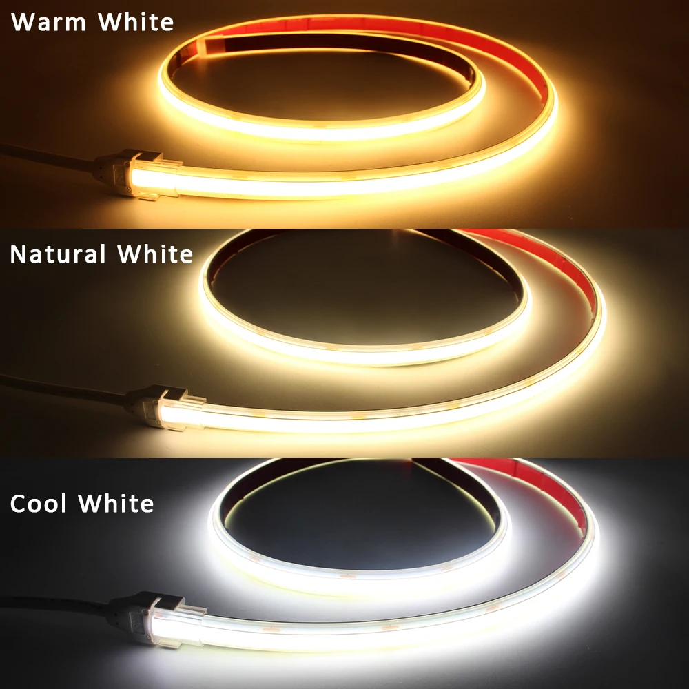 AC 220V IP68 Waterproof COB LED Strip Lights DC 24V Tape Lamp with 2Pin Wires 3000K 4000K 6000K Flexible Ribbon for Home Decor