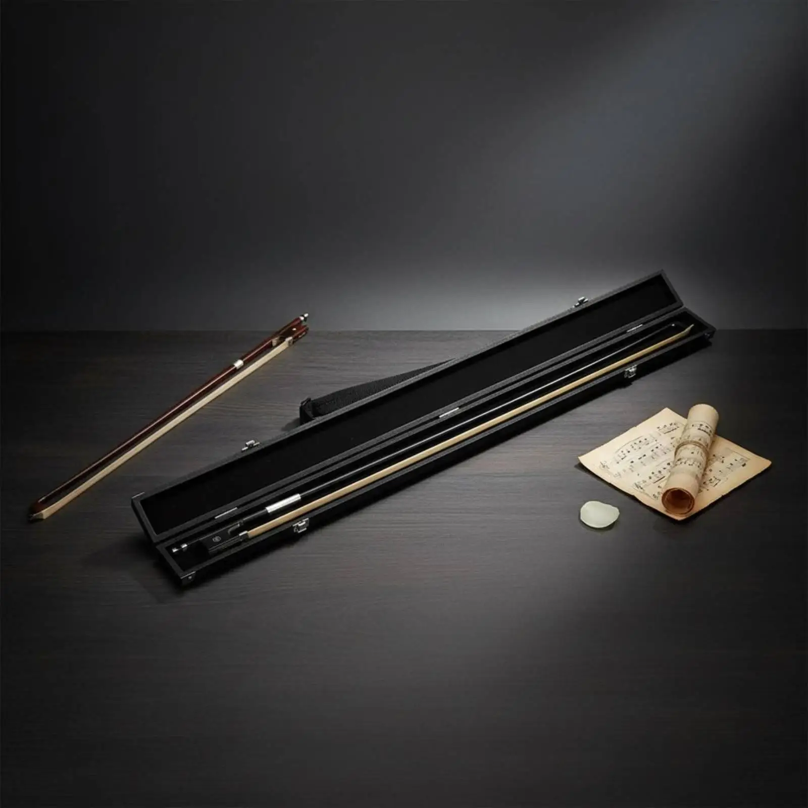 Violin Bow Case Metal Latch Rigid-Construction Bow Case Shoulder Strap Music Storage
