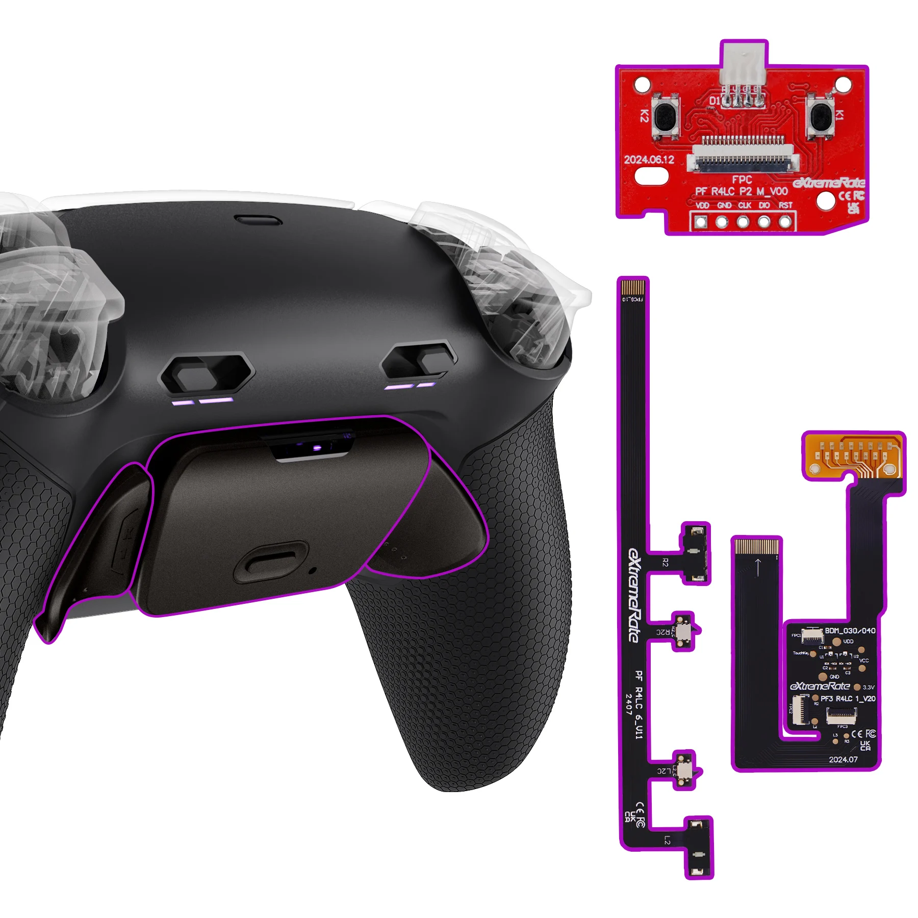 eXtremeRate RISE Plus MAX Remappable Real Metal Back Buttons Kit w/Clicky Trigger Stop & Rubberized Grip for ps5 BDM-030 040 050