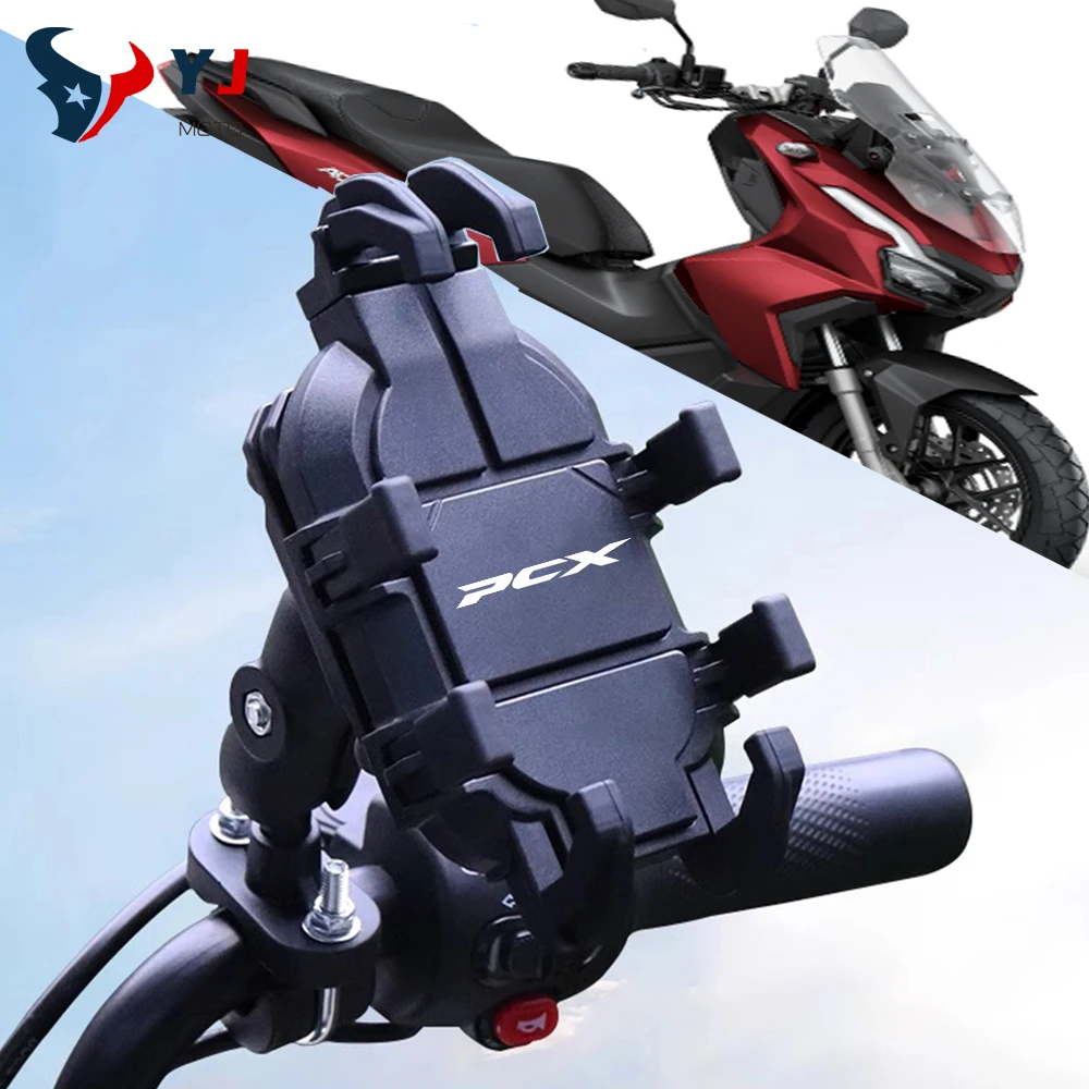 For Honda PCX150 PCX160 PCX125 PCX 125 150 160 Moto Accessorie Handlebar Mobile Phone Holder W/ Shock Absorber GPS Stand Bracket