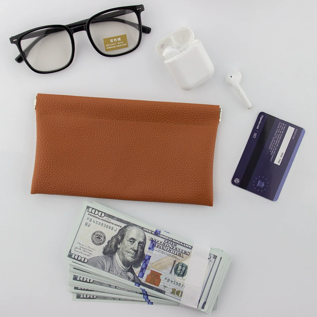 Ultra-thin Large Capacity PU Leather Wallet Travel Automatic Closed Cash Cards Earbuds Storage Purse For Women Lady Girl Handbag