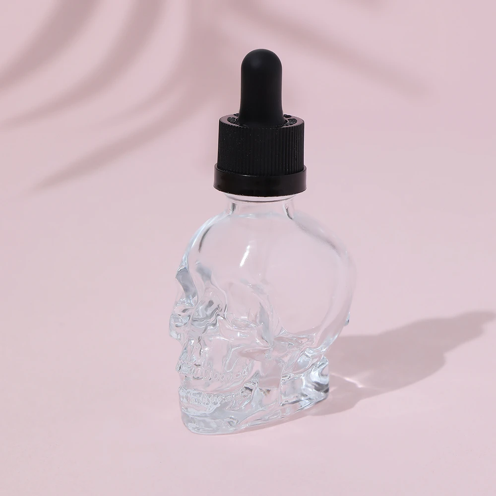 

3PCS 30ml Black Skull Glass Dropper Bottle Cute Essential Oil Bottles With Eye Dropper For Perfume