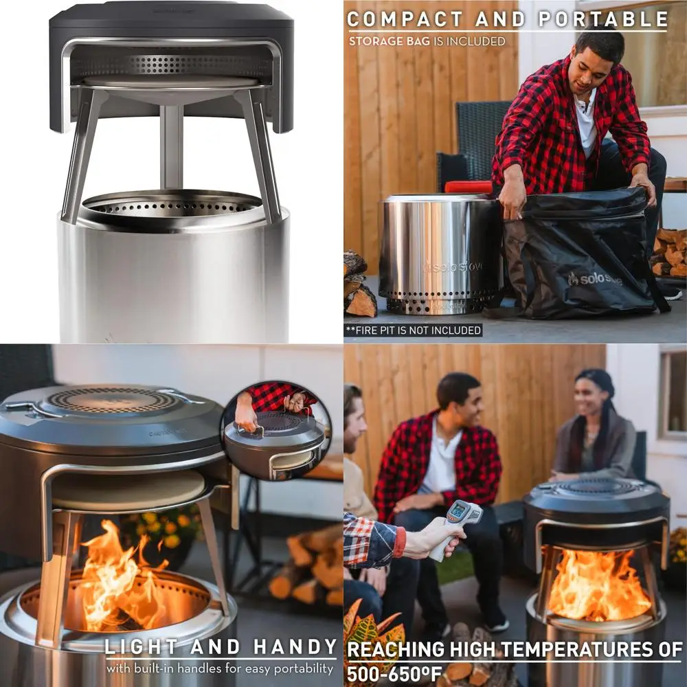 portable outdoor pizza oven kit for bonfire pits with cordierite stone and carry case