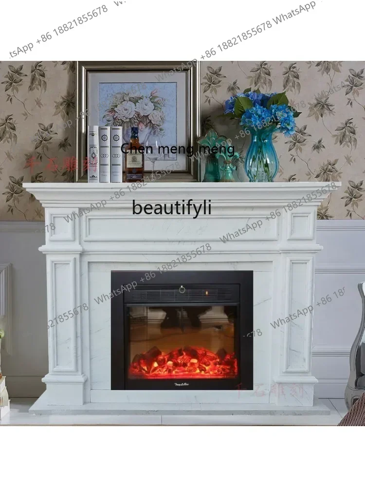 

D178 Marble fireplace stone white marble European simple lines American living room decoration cabinet ornament decoration