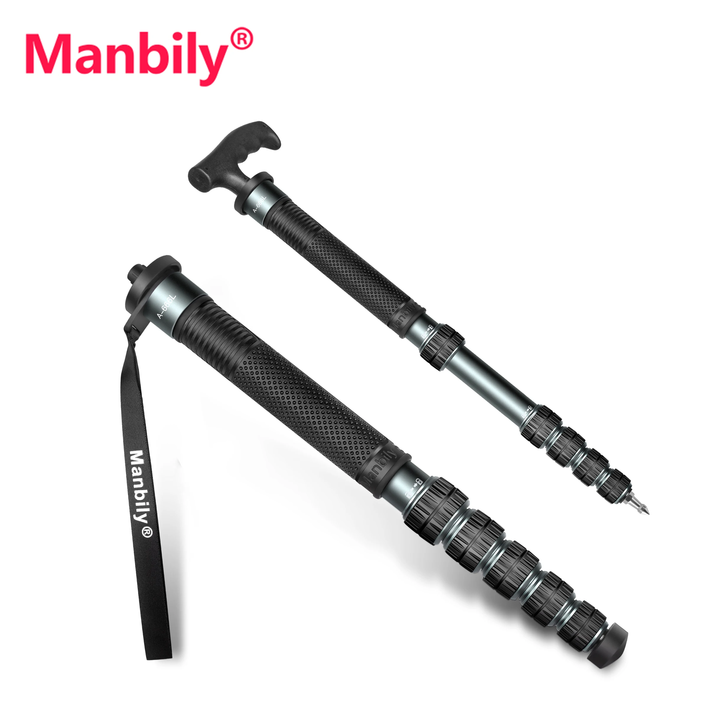 manbily-174-センチメートルカメラ一脚-a666l-アルミ軽量ステッキ電話ホルダーニコンデジタル一眼レフ-32-ミリメートル直径