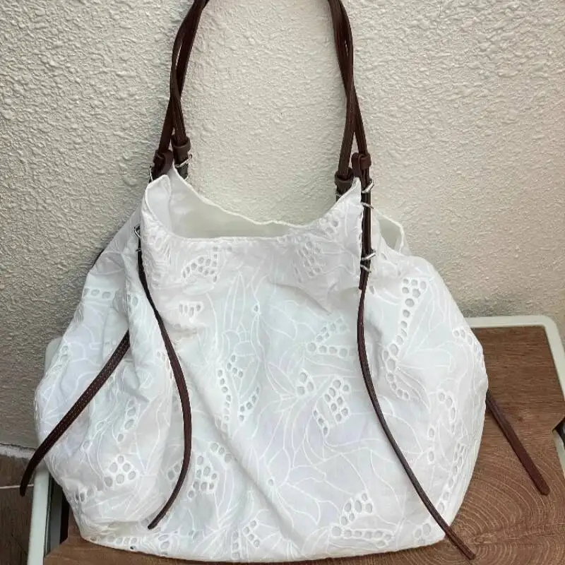 Fashion Sweet Lace Embroidery Shoulder Bags Office Lady Fairy All Match Underarm Bag High-Capacity Casual Women Handbags Korean