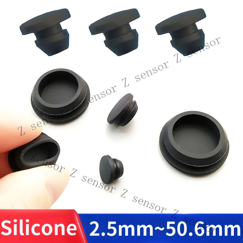 Z+ Short Snap-On Hole Plug Silicone Rubber Blanking Seal Bung Pipe Tube 2.5mm-50mm