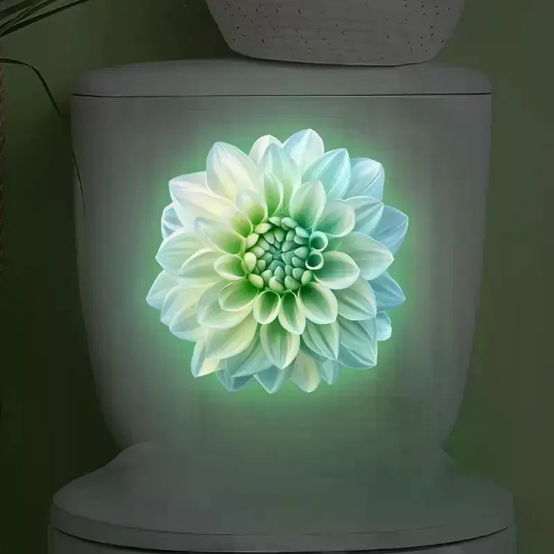 Bathroom Luminous Toilet Sticker Night Light Lotus Wall Decal Toilet Seat Cover Sticker Self-Adhesive PVC Waterproof Home Decor