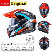 LS2 Original Motocross Helmets Dual Lens LS2 MX701 EXPLORER Carbon Fiber Full Face Off-Road Motorcycle Helmets Cascos Para Moto