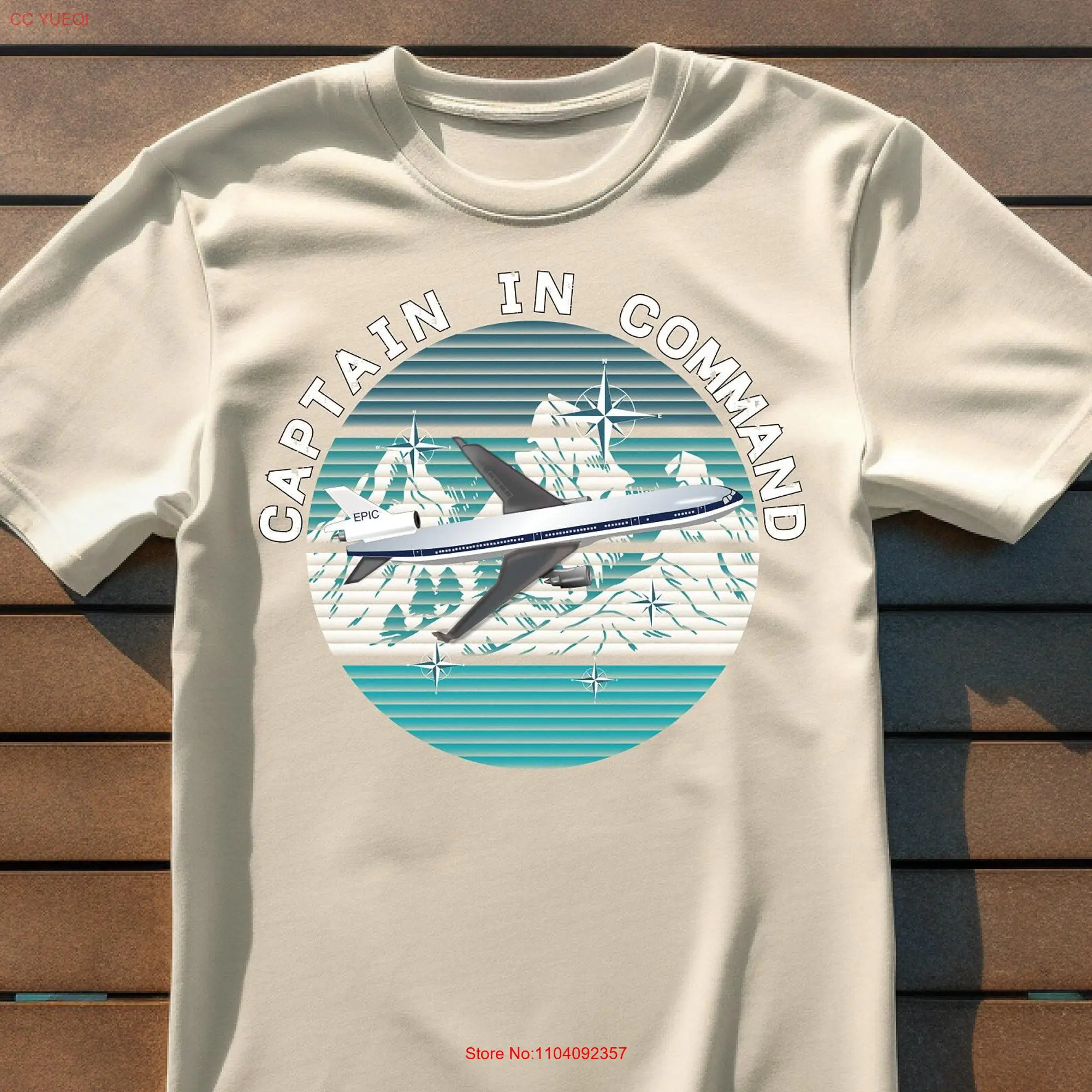 Captain in Command T Shirt Airplane Pilot for Lover Airbus World Traveler Aviation s long or short sleeves