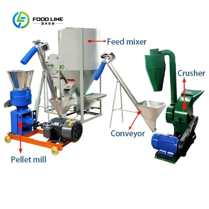 (1000-3000KG/H) for Feed Pellet Processing, Ideal for Large Farms, Fully Customizable Feed Pellet Production Line