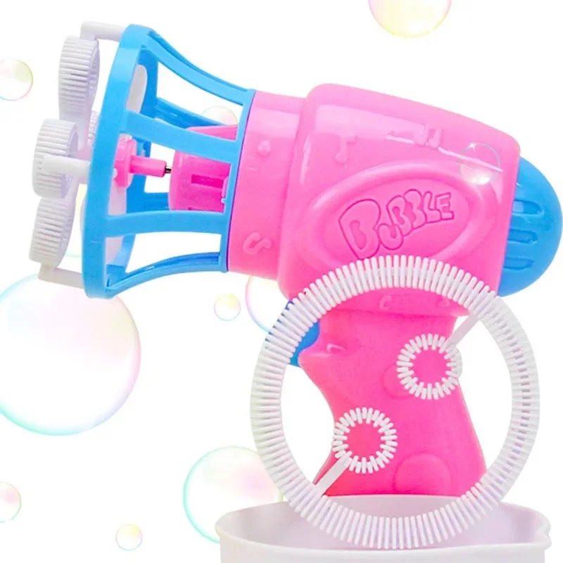 Arma de bolha elétrica infantil, máquina de bolhas, saboneteira, ventilador de verão, parque ao ar livre brinquedos para crianças