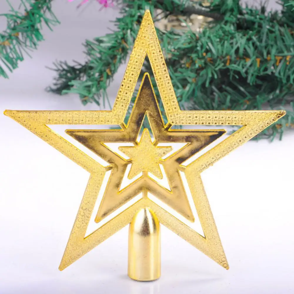 20cm Christmas Tree Top Star Five-star Christmas Ornament Tree Top Star Golden Top Star Christmas Tree Pendant Ornaments