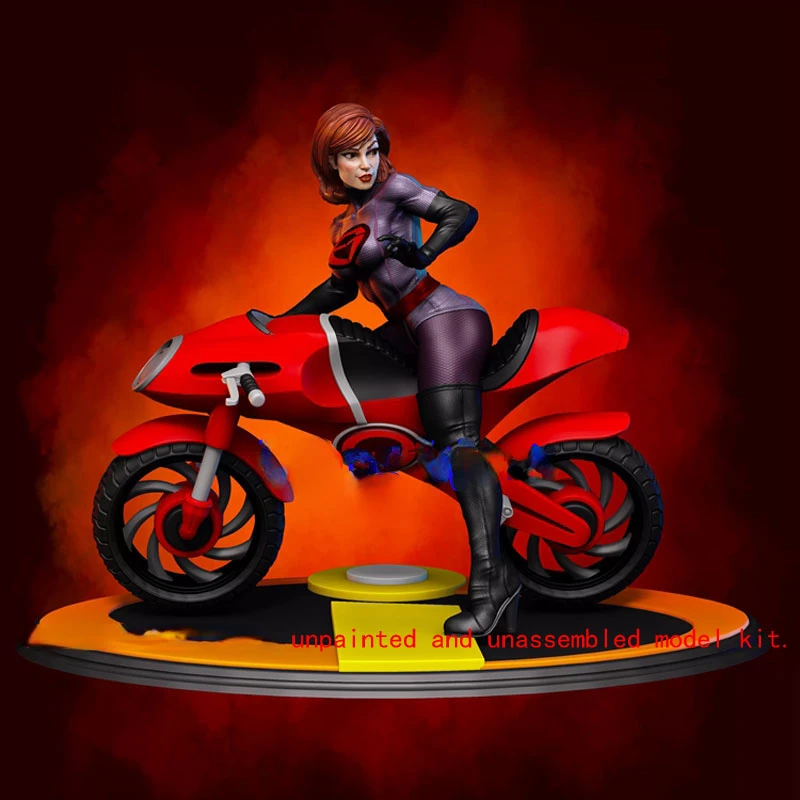 

Female Motorcycle Rider Diy Resin Figure 1/24 Scale 75mm Assemble Model Kit Unassembled Dioramas Unpainted Statuettes Toy