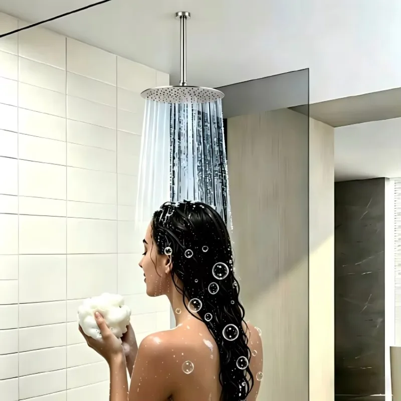 6-Inch Electro-Nickel Plated Modern Shower Arm Extension Rod with Rain Feature
