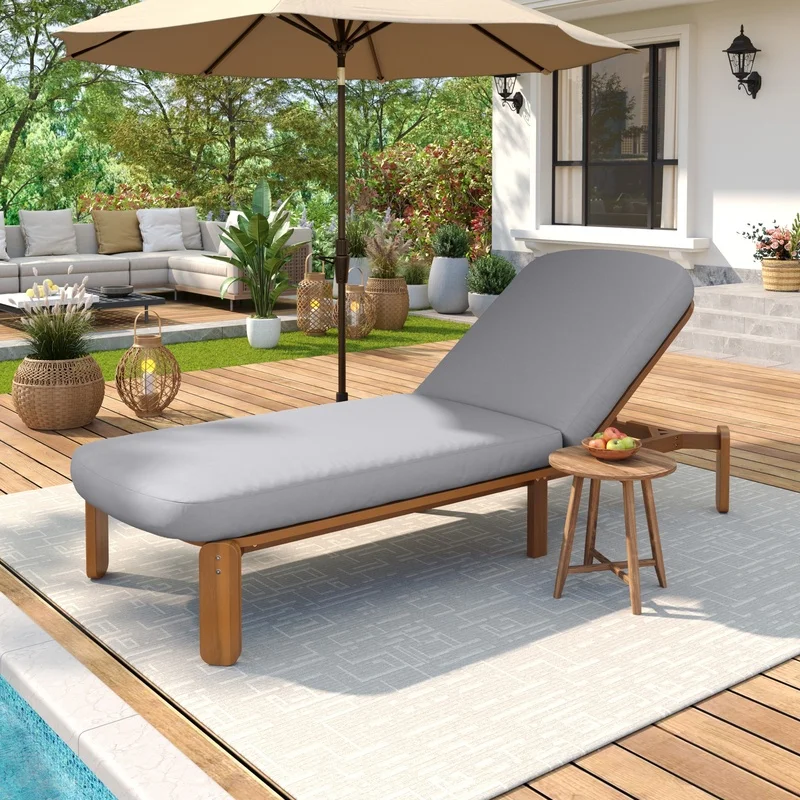 

Adjustable Outdoor Chaise Lounge Chair with Reclining Backrest for Patio, Poolside, or Beach – Grey