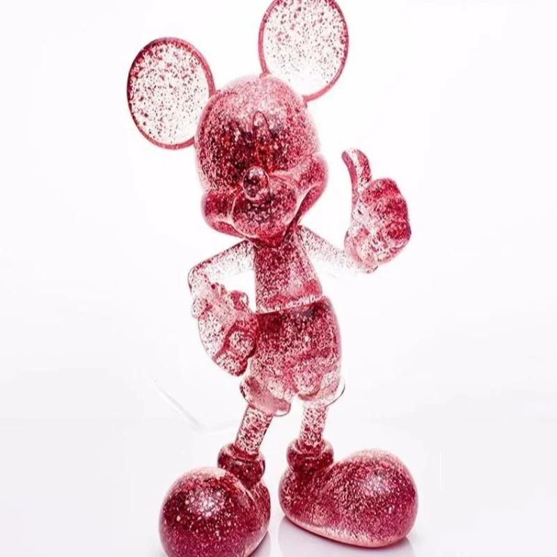 28cm Morstorm Magic Disney Salute Mickey Trendy Toy, Electroplated Transparent Mickey Art Statue, Birthday Home Gift