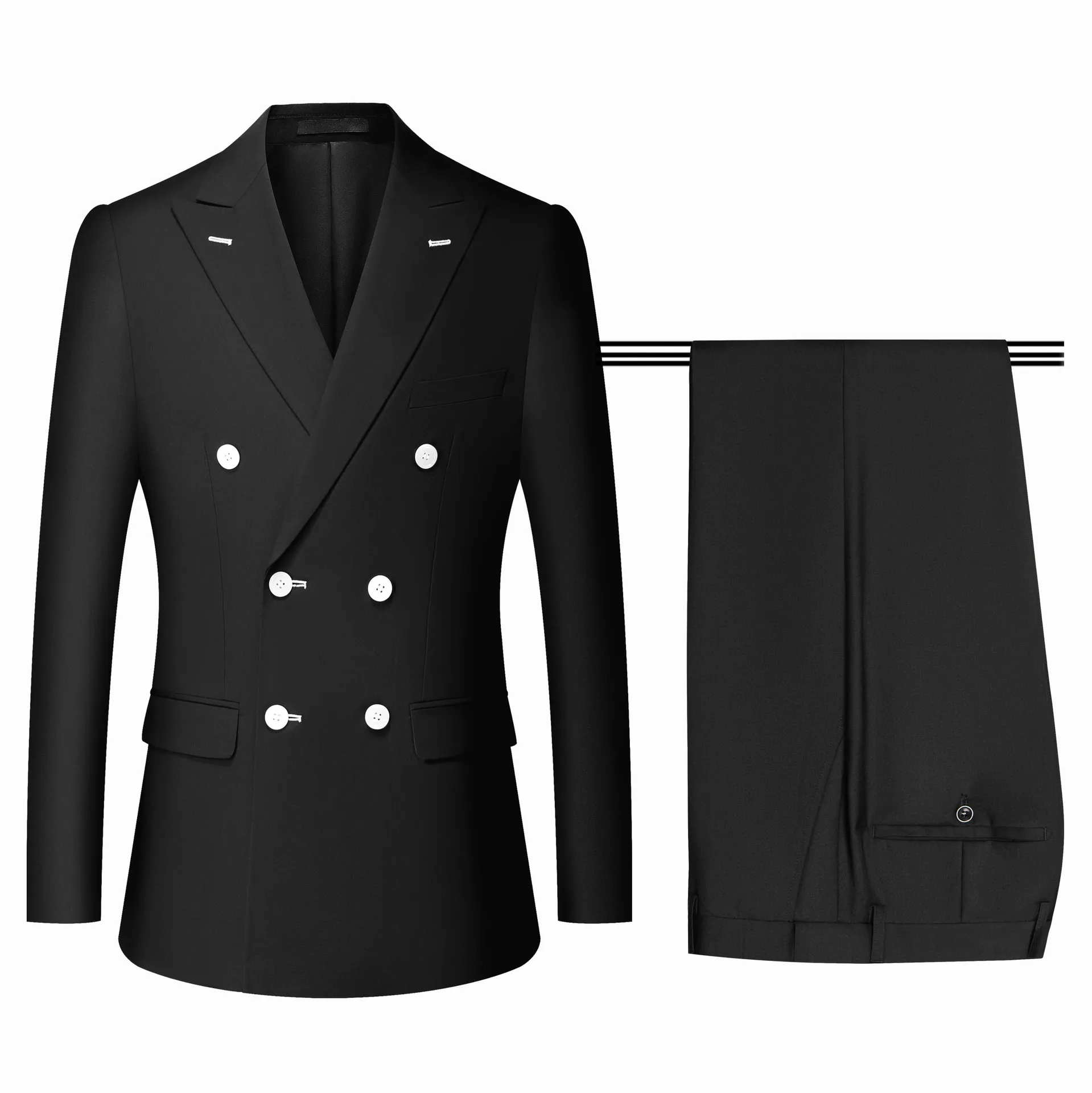 LH157 European and American men\'s suit professional business casual suit fashion slim fit double-breasted six-button suit