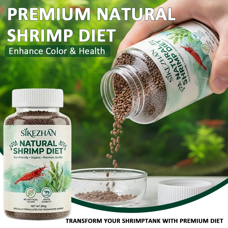 Alimento Orgánico para Camarones de 280g, Dieta Natural Ecológica para Camarones de Agua Dulce de Acuario, Nutrición Equilibrada, Pellets que se Hunden