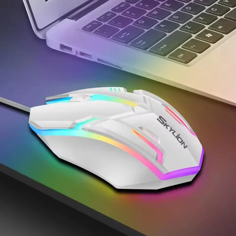 F1 Wired Opto-electronic 3 Keys Mouse for Microsoft Windows and Apple IOS System Colorful Lighting Gaming and Office Mouse Wired